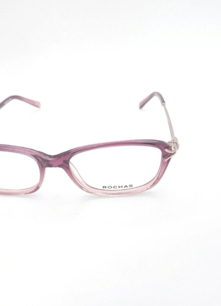 Rochas Eyeglasses Frame Rectangle Full-Rim Purple Women Metal Plastic - Image 4