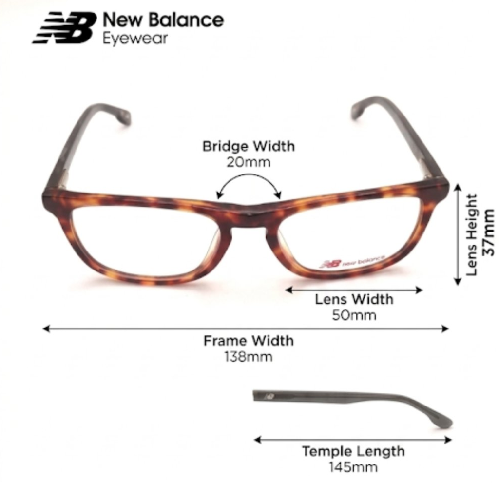 New Balance Eyeglasses Frame Rectangle Full-Rim Brown Unisex Acetate 140mm - Image 3
