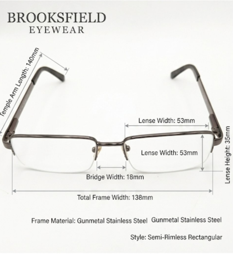 Brooksfield BR804/G/GUNMETAL/55-17 Eyewear Eyeglasses/Prescription Men - Image 2