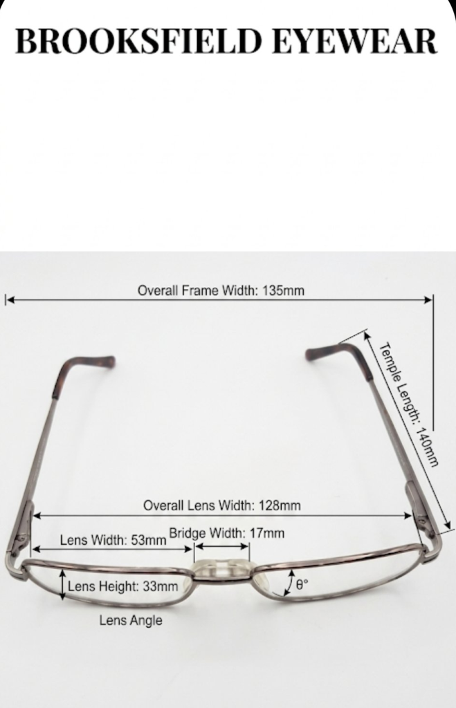 Brooksfield Eyeglasses Frame Rectangle Full-Rim Gray Men Metal - Image 2