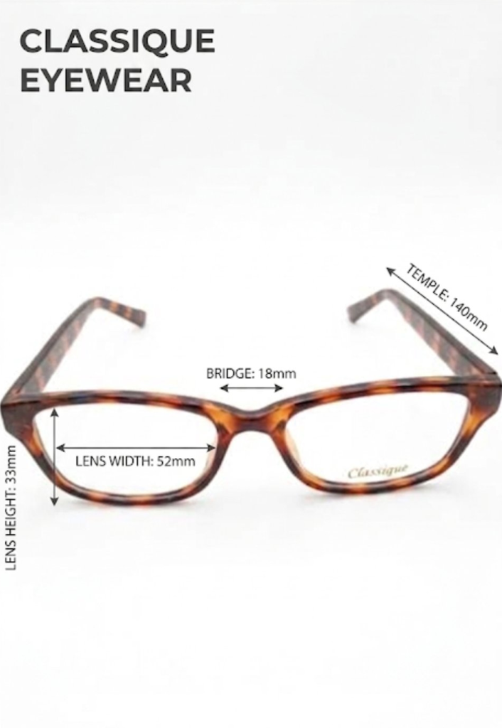 Classique Eyeglasses Frame Rectangle Full-Rim Brown Unisex Acetate 140mm - Image 2