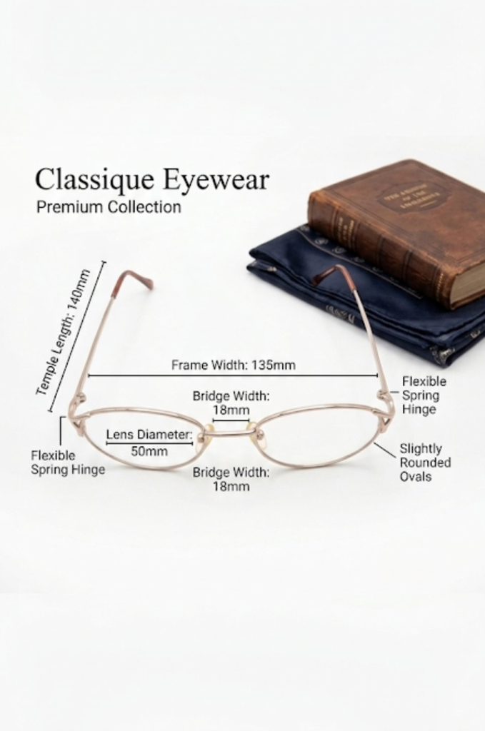 Classique Eyeglasses Frame Rectangle Semi-Rimless Gold Men Metal Plastic - Image 2