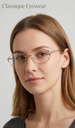 Classique Eyeglasses Frame Rectangle Semi-Rimless Gold Men Metal Plastic - Image 3