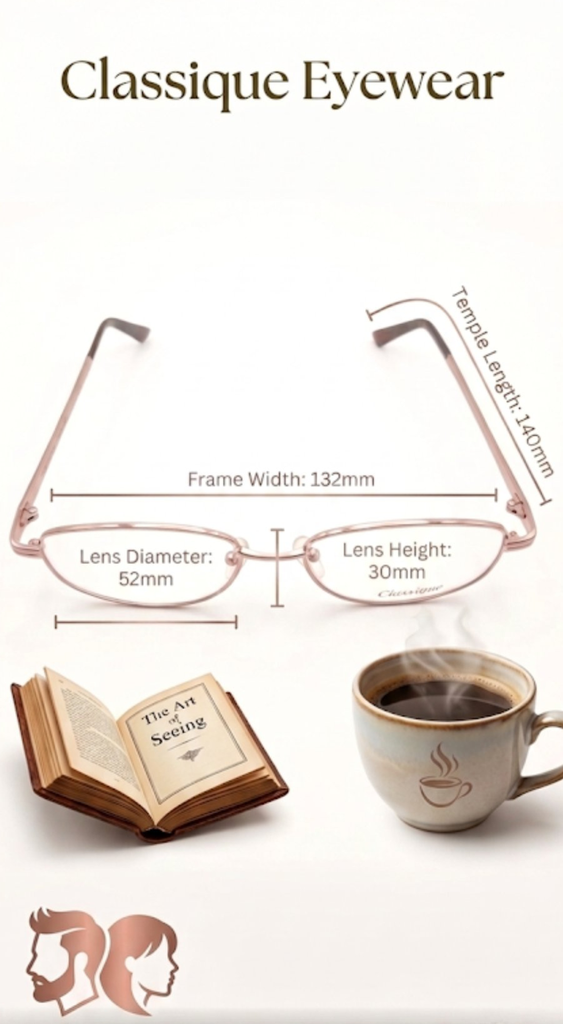 Classique Eyeglasses Frame Rectangle Full-Rim Brown Unisex Metal - Image 3