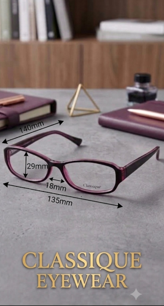 Classique Eyeglasses Frame Rectangle Full-Rim Black Women Acetate - Image 3