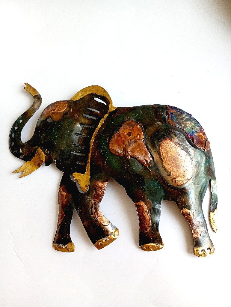 Arteciones Handmade Metal Elephant Wall Art Gold Copper Home Decor