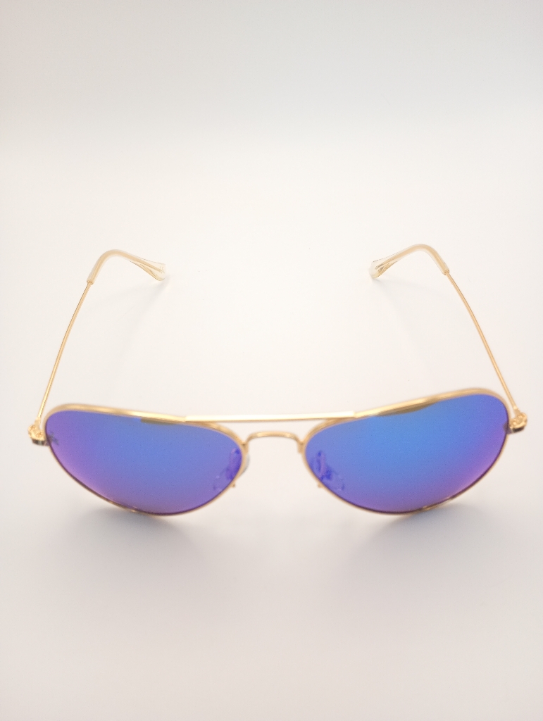 LUX-LENSES LTD SG17SUPB1013BLUSIL Sunglasses Unisex Blue Aviator Gold Metal
