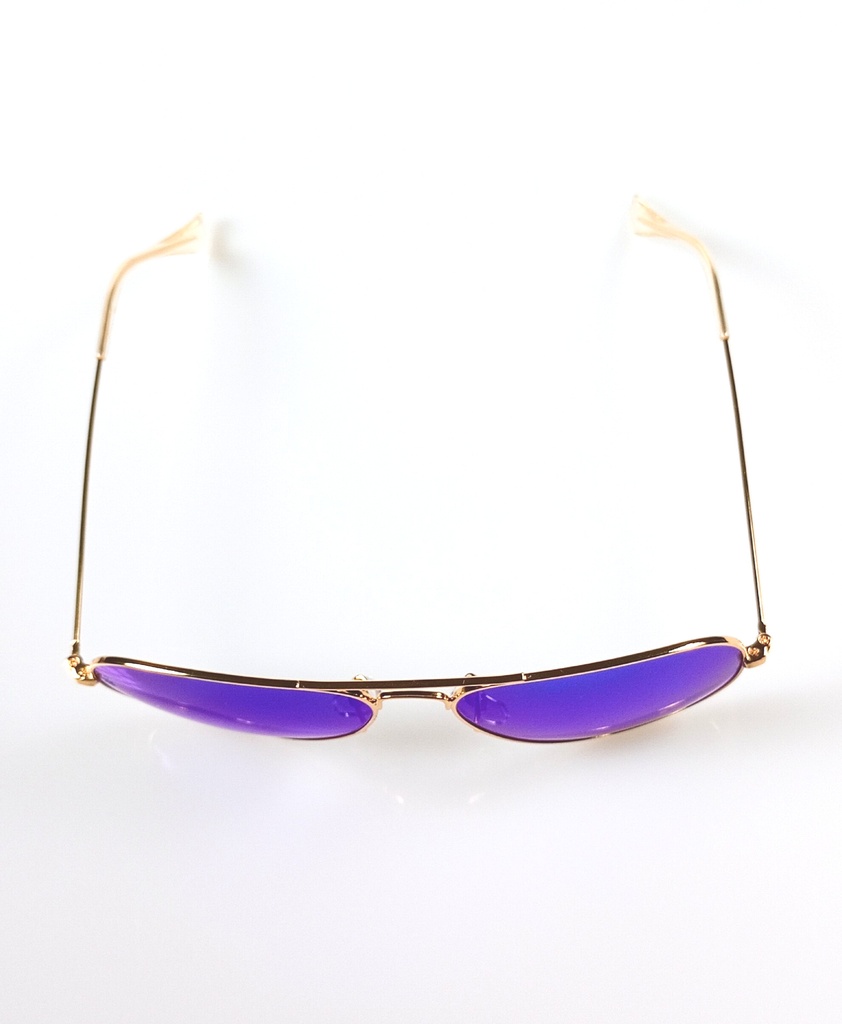 Lux Lenses Sunglasses Aviator UV400 Mirrored Gold Blue Unisex Metal