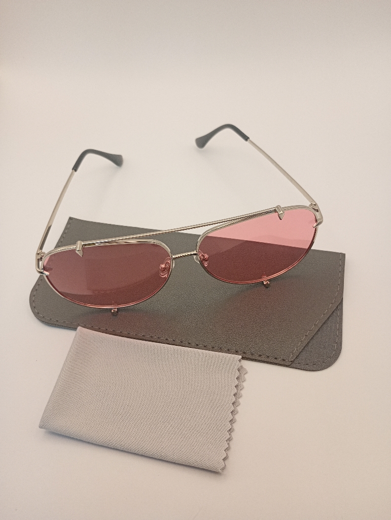Lux-Lensed 1034PNKSIL Sunglasses Unisex Pink Aviator Silver Metal, Plastic