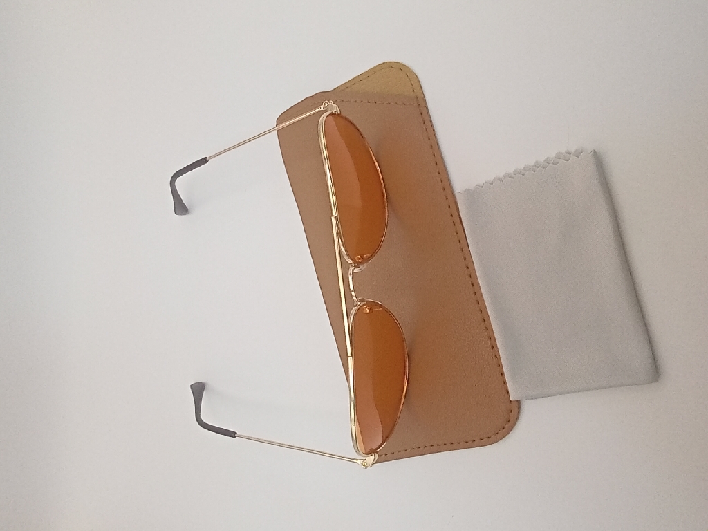 LUX-LENSED 3025PCHGLD Sunglasses Unisex Orange Aviator Gold Metal, Plastic