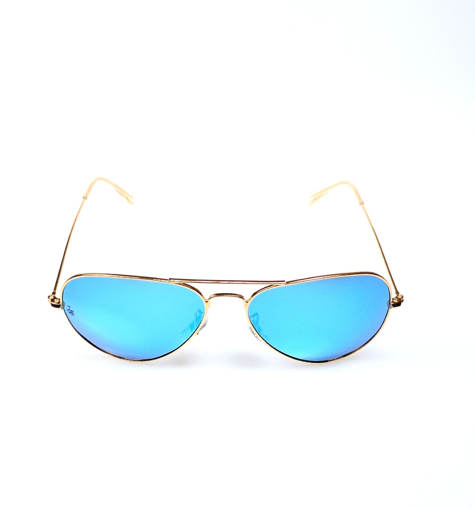 Lux Lenses Sunglasses Aviator UV400 Mirrored Gold Blue Unisex 135mm