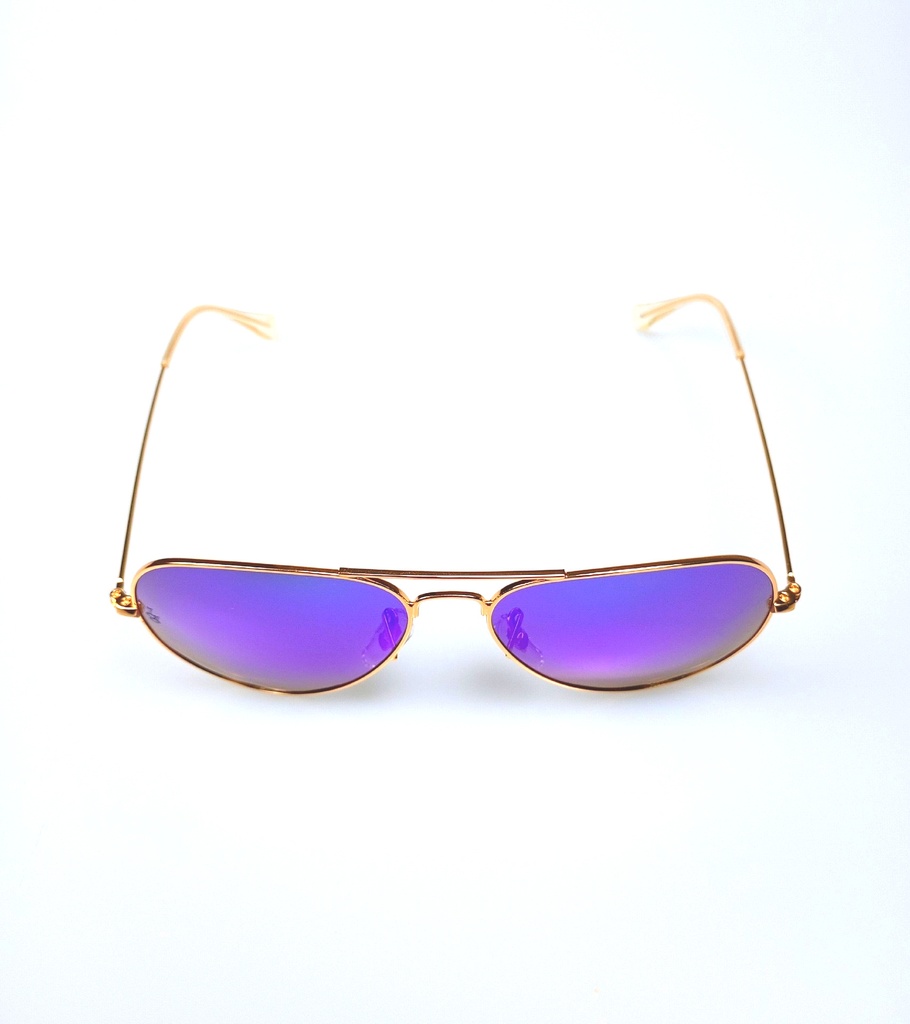 Lux Lenses Sunglasses Aviator UV400 Mirrored Gold Purple Unisex