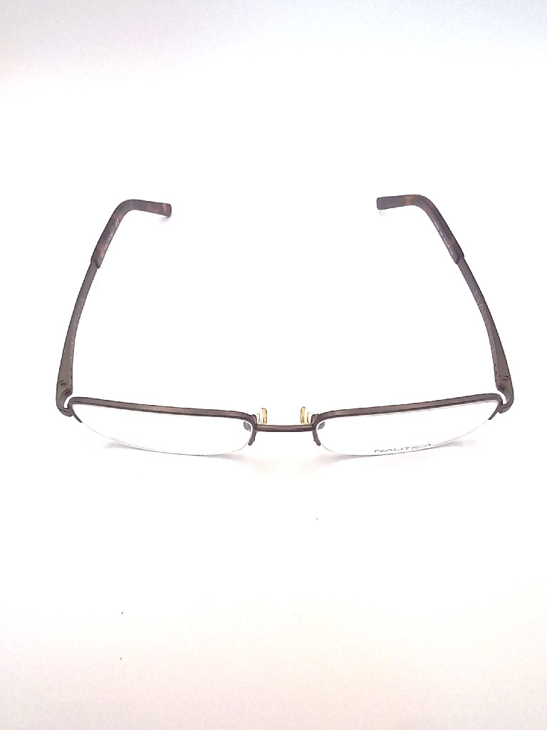 Nautica Eyeglasses Frame Rectangle Semi-Rimless Brown Unisex Metal Plastic