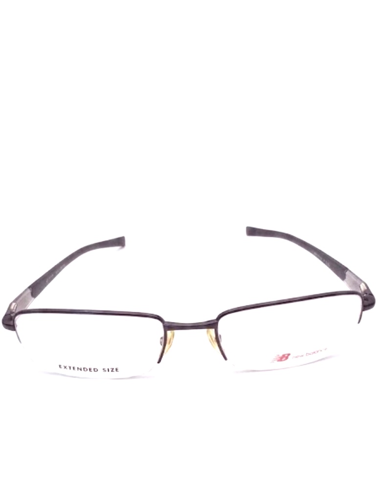 New Balance Eyeglasses Frame Rectangle Semi-Rimless Black Men Metal