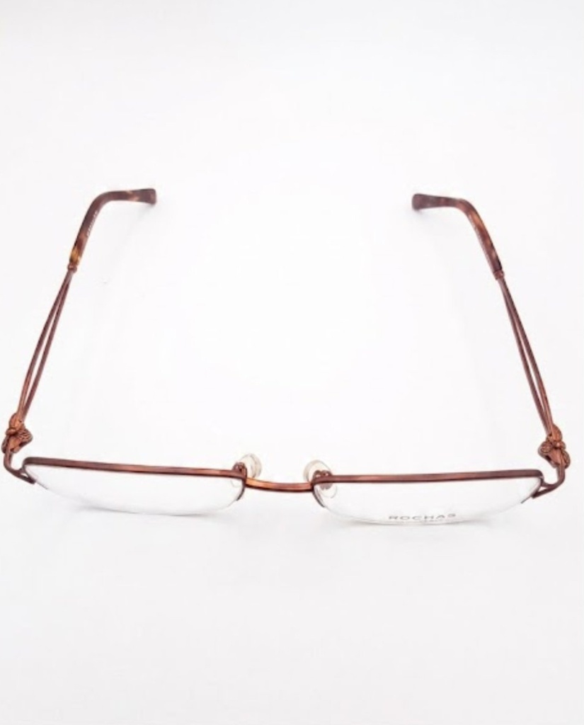 Rochas Eyeglasses Frame Rectangle Semi-Rimless Brown Unisex Metal Plastic