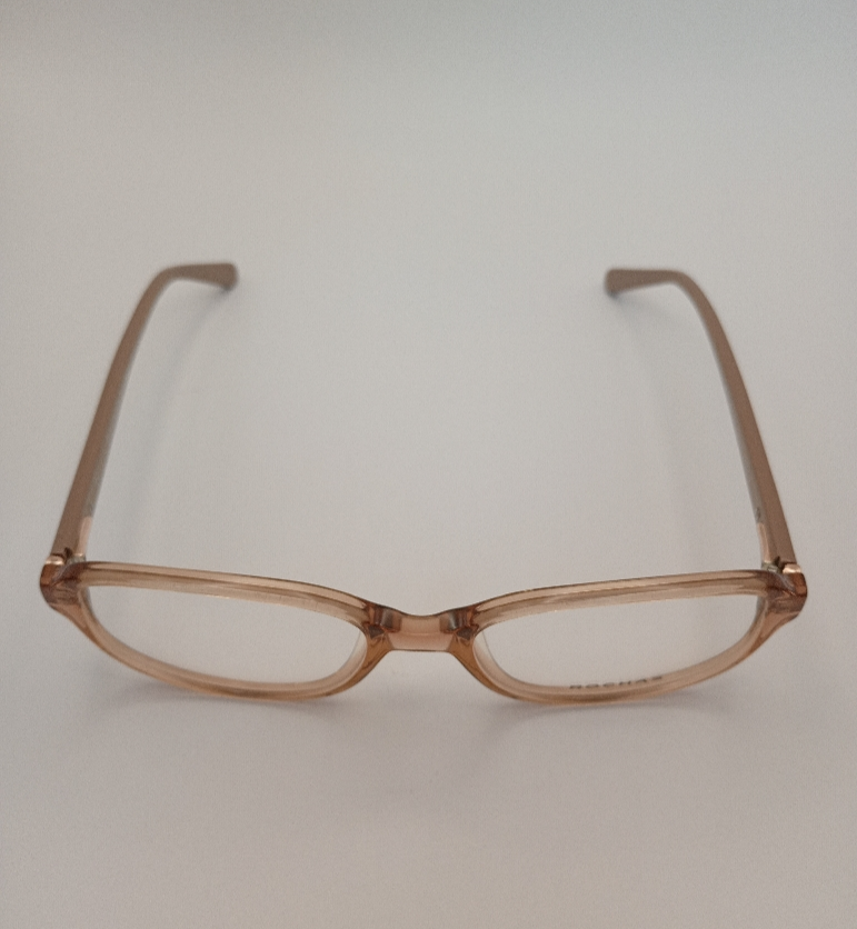 Rochas R09182/P Eyewear Eyeglasses/Prescription Clear Full-Rim Rectangle Unisex Standard Barrel Hinge Beige Plastic