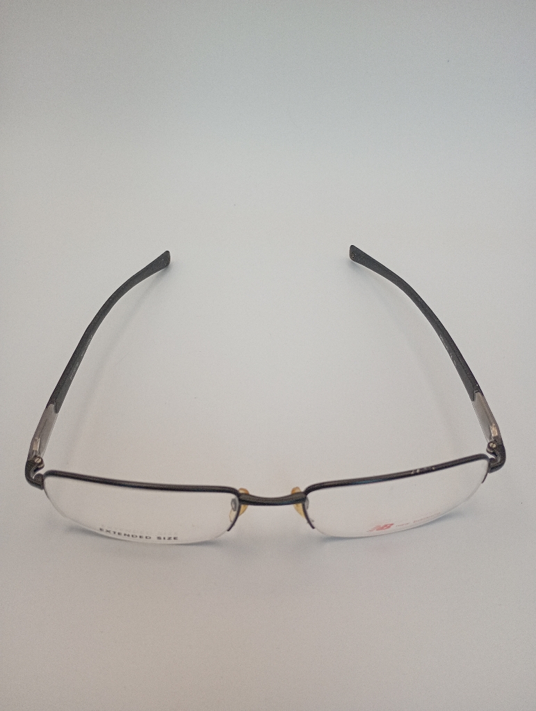 New Balance NB004/M C01 Eyewear Eyeglasses/Prescription Clear Semi-Rimless Rectangle Men Standard Barrel Hinge Black Metal