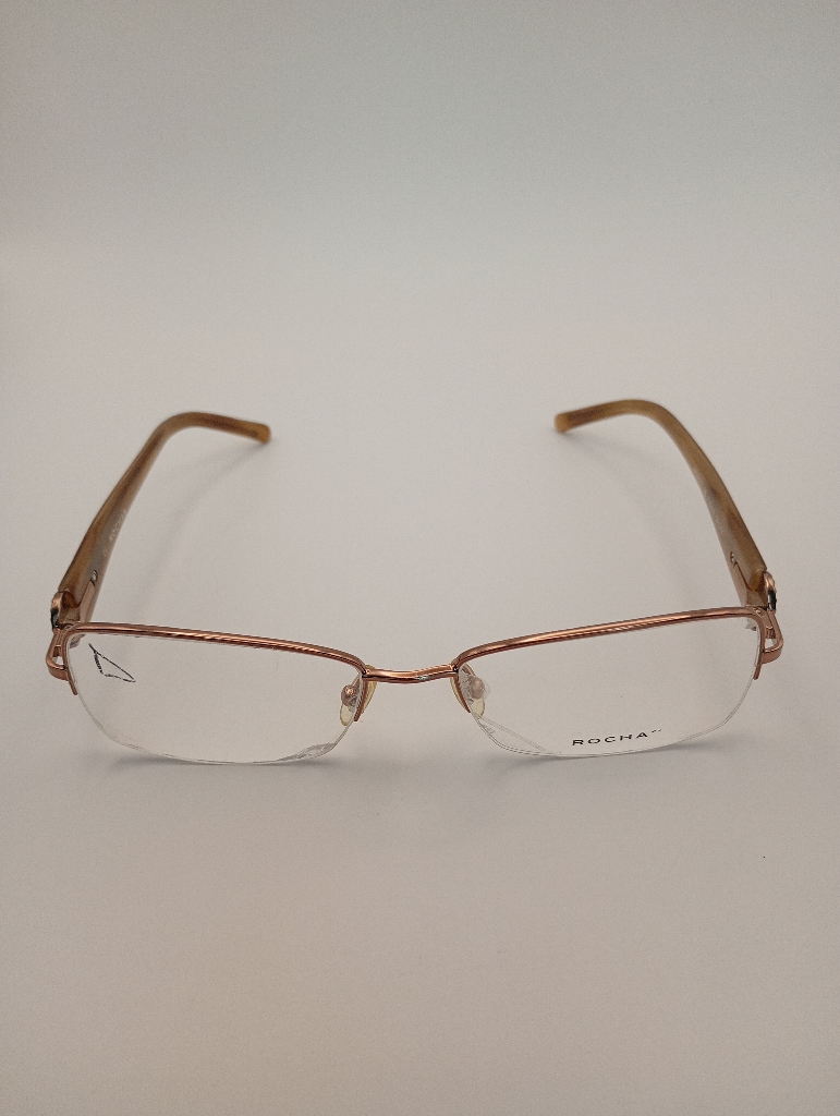 John Rocha R09117/G Eyewear Eyeglasses/Prescription Clear Semi-Rimless Rectangle Women Standard Barrel Hinge Gold Metal