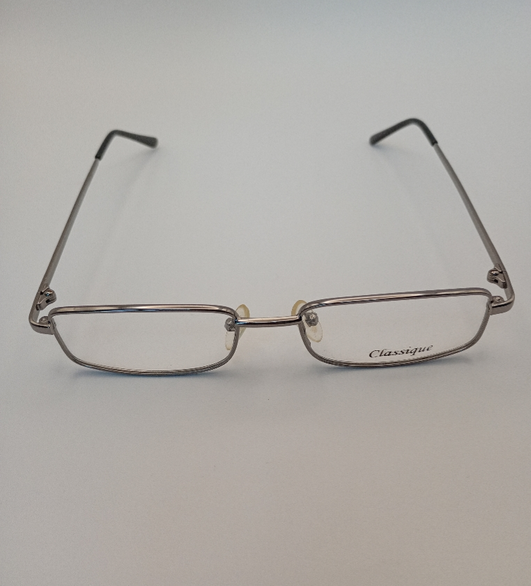 Classique CLASS509/M Eyewear Eyeglasses/Prescription Clear Full-Rim Rectangle Men Standard Barrel Hinge Silver Metal