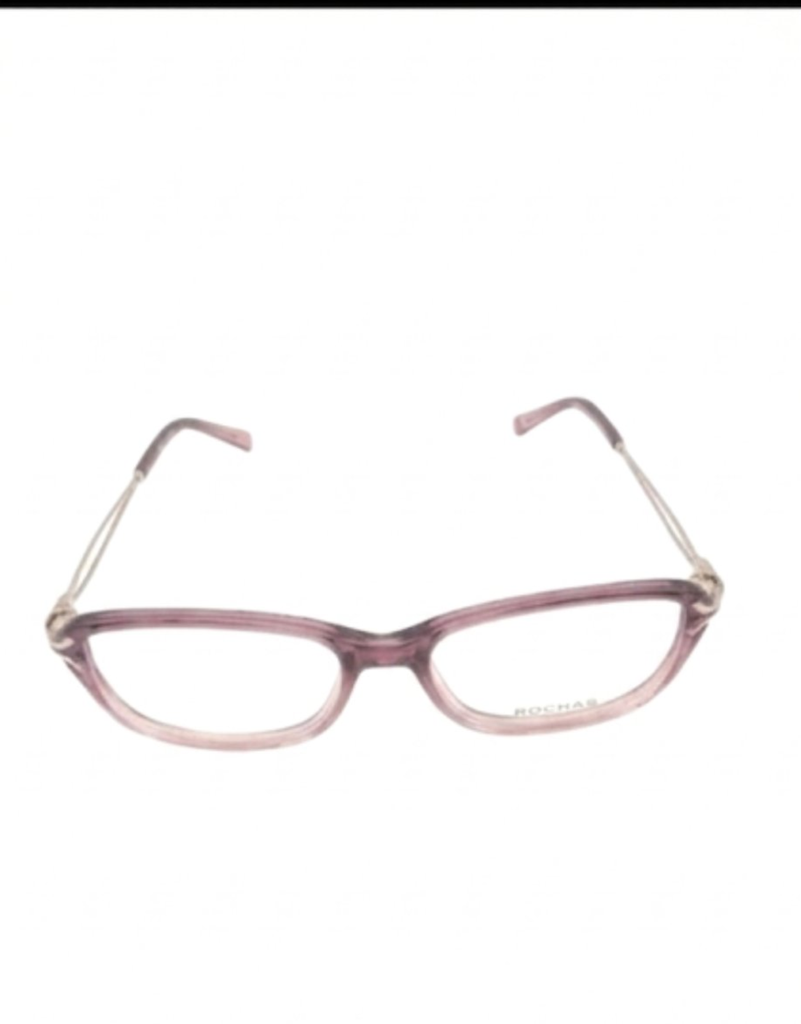 Rochas Eyeglasses Frame Rectangle Full-Rim Purple Women Metal Plastic
