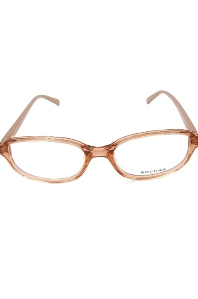 Rochas Eyeglasses Frame Rectangle Full-Rim Beige Women Acetate