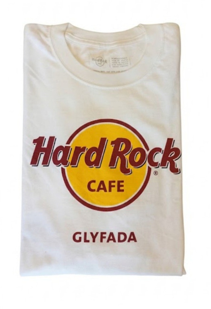 Hard Rock Cafe Glyfada T-Shirt White XXL 100% Cotton Crew Neck Unisex