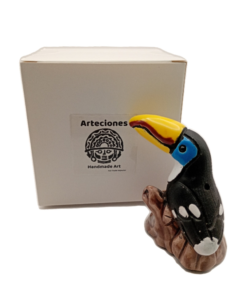 Articiones Handmade Ceramic Toucan Figurine Hand-Painted Multicolor