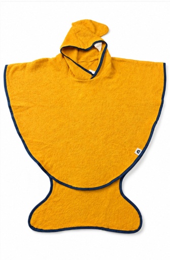 Baby Bites Hooded Towel Cotton Mustard Yellow Blue Medium 3-6 Years