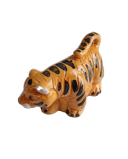 Arteciones Handmade Ceramic Young Tiger Figurine Hand-Painted Black