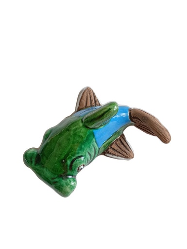 Arteciones Handmade Ceramic Catfish Figurine Hand-Painted Brown Home Decor