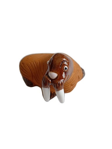 Arteciones Handmade Ceramic Walrus Figurine Hand-Painted Black Home Decor