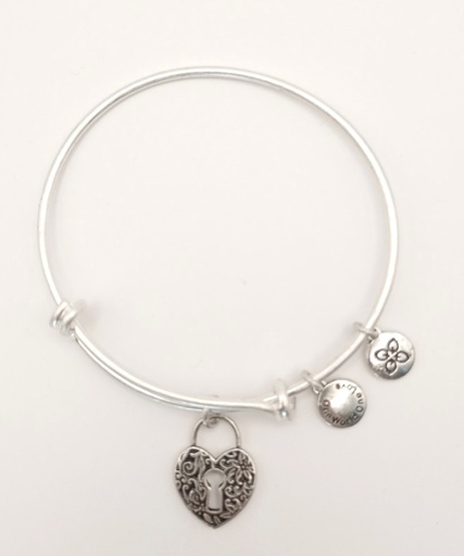 Urban Leaves German Design One World One Love Heart-shaped Bangle Silver