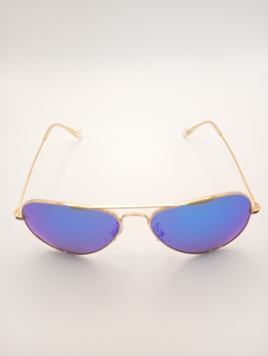 LUX-LENSES LTD SG17SUPB1013BLUSIL Sunglasses Unisex Blue Aviator Gold Metal