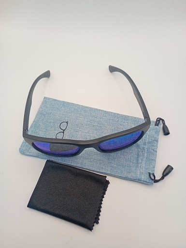 LUX-LENSED 2015BLUBLK Sunglasses Men Blue Mirrored Wrap Black Plastic