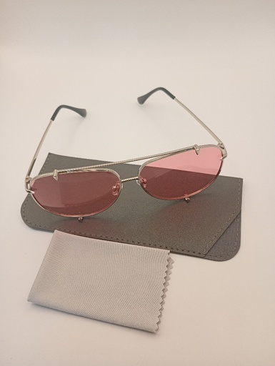 Lux-Lensed 1034PNKSIL Sunglasses Unisex Pink Aviator Silver Metal, Plastic