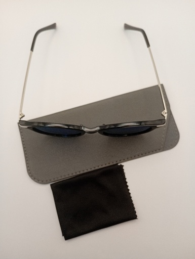LUX-LENSED LTD 3021BLUSIL Sunglasses Unisex Blue Oval Black Plastic