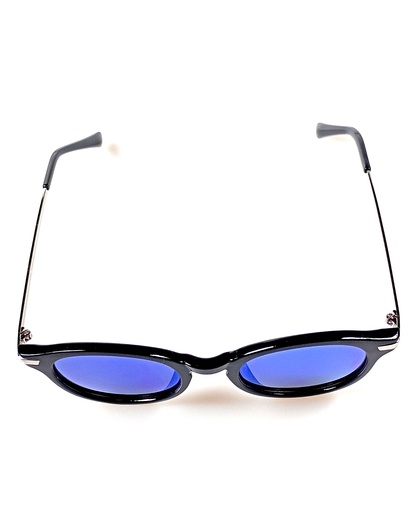 Lux Lenses Sunglasses Oval UV400 Mirrored Black Blue Unisex