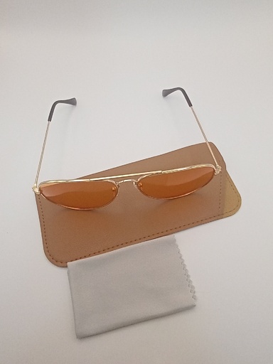 LUX-LENSED 3025PCHGLD Sunglasses Unisex Orange Aviator Gold Metal, Plastic