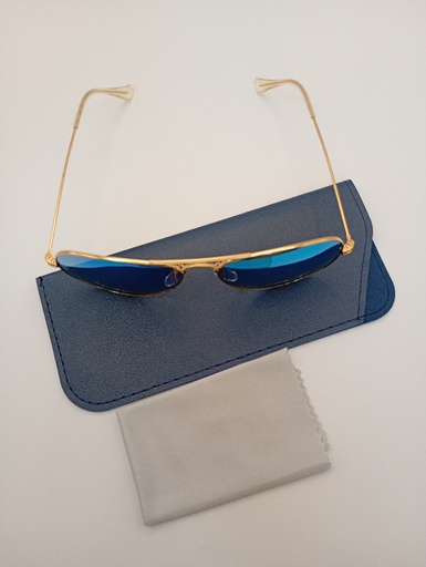 LUX-LENSES LTD SG17SUPB1010BLUGLD Sunglasses Unisex Blue Mirrored Aviator Gold Metal, Plastic