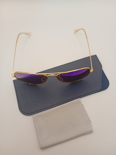 LUX-LENSES LTD SG17SUPB1011GRNGLD Sunglasses Unisex Purple Mirrored Aviator Gold Metal, Plastic