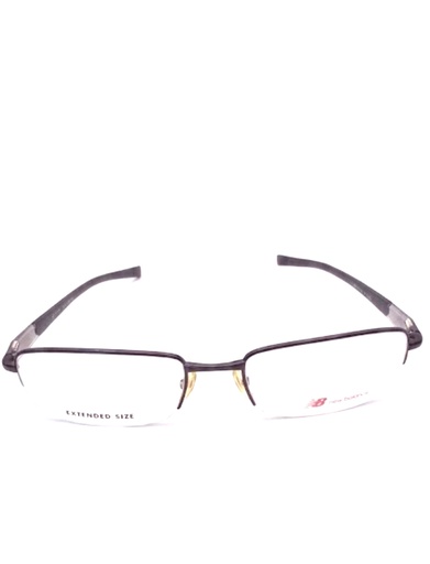 New Balance Eyeglasses Frame Rectangle Semi-Rimless Black Men Metal
