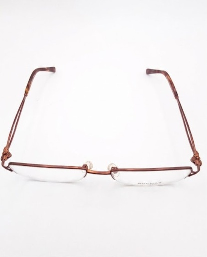 Rochas Eyeglasses Frame Rectangle Semi-Rimless Brown Unisex Metal Plastic