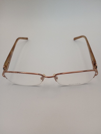 Rochas R09117/G Eyewear Eyeglasses/Prescription Clear Semi-Rimless Rectangle Unisex Standard Barrel Hinge Gold Metal