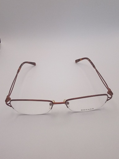 Rochas R09169/G Eyewear Eyeglasses/Prescription Clear Semi-Rimless Rectangle Unisex Standard Barrel Hinge Brown Metal, Plastic