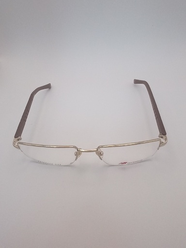 New Balance NB8005/M Eyewear Eyeglasses/Prescription Clear Semi-Rimless Rectangle Men Standard Barrel Hinge Gold Metal, Plastic
