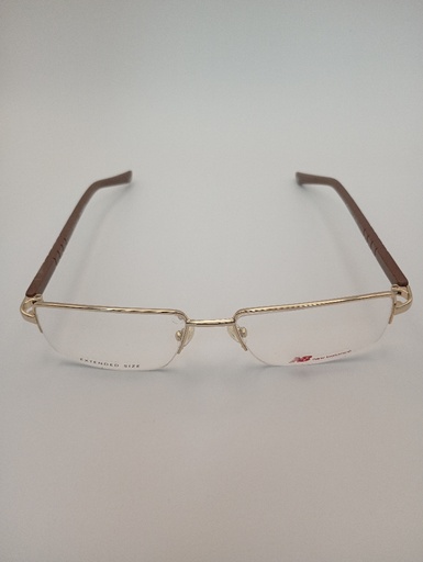 New Balance NB8005/M C01 Eyewear Eyeglasses/Prescription Clear Semi-Rimless Rectangle Men Standard Barrel Hinge Gold Metal, Plastic