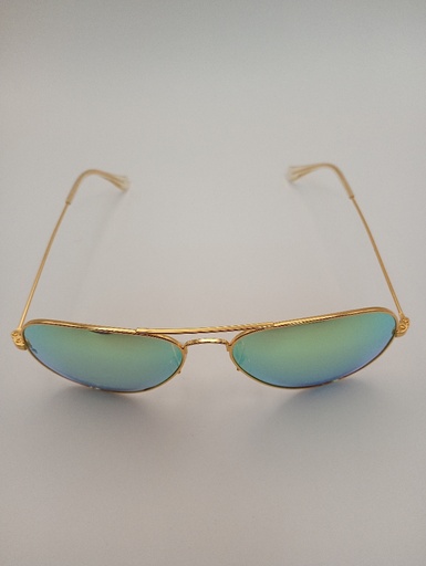 LUX-LENSED limited 3025PCHGLD Sunglasses Unisex Mirrored Green Aviator Gold Metal