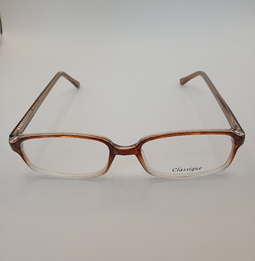 Classique CLASS601/P Eyewear Eyeglasses/Prescription Clear Full-Rim Rectangle Unisex Standard Barrel Hinge Brown Plastic