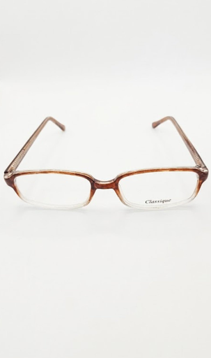 Classique Eyeglasses Frame Rectangle Full-Rim Brown Unisex Acetate Plastic