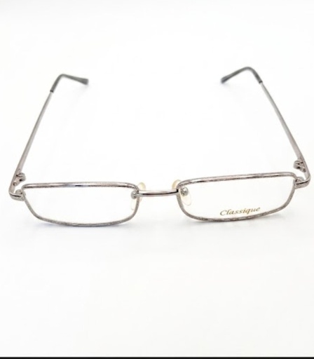 Classique Eyeglasses Frame Rectangle Full-Rim Silver Men Metal